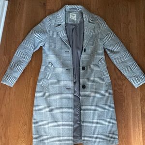 Abercrombie & Fitch Dad Wool Blend Coat in Grey Plaid - size S
